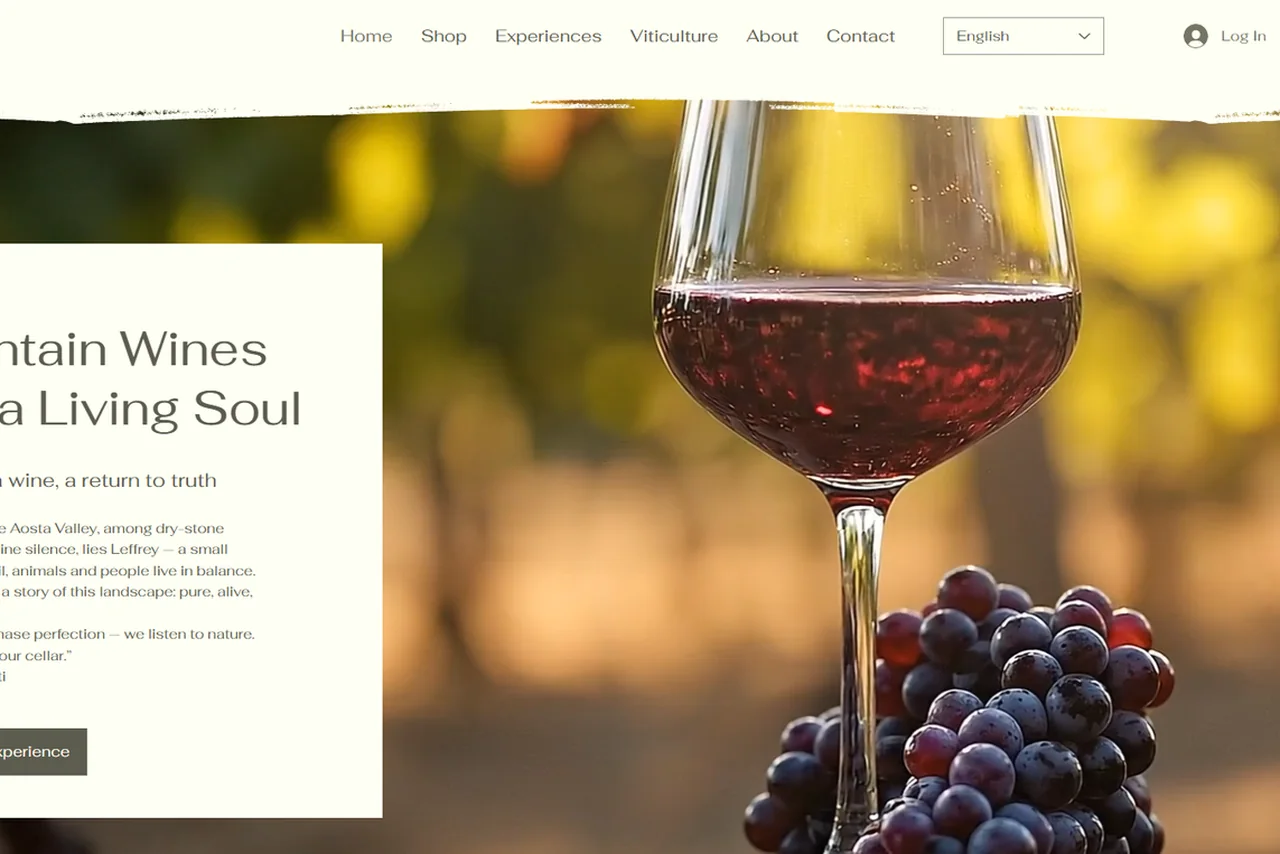 Leffrey organic wine from the Aosta Valley — vineyard storefront